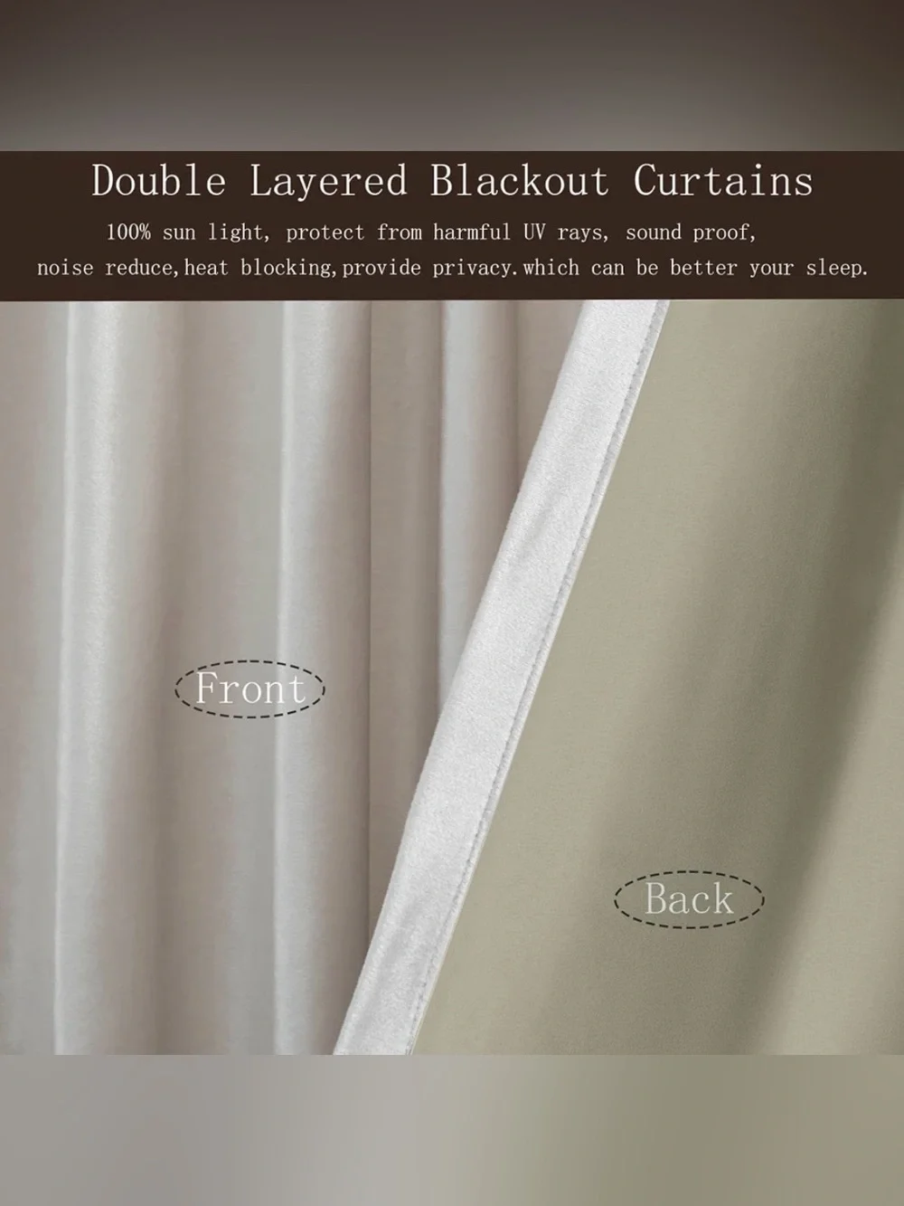 Cream Ivory Velvet blackout curtain drapes W52” x L102” 2 panels